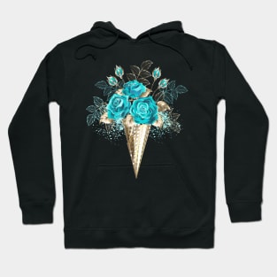 Waffle Cone with Turquoise Roses Hoodie